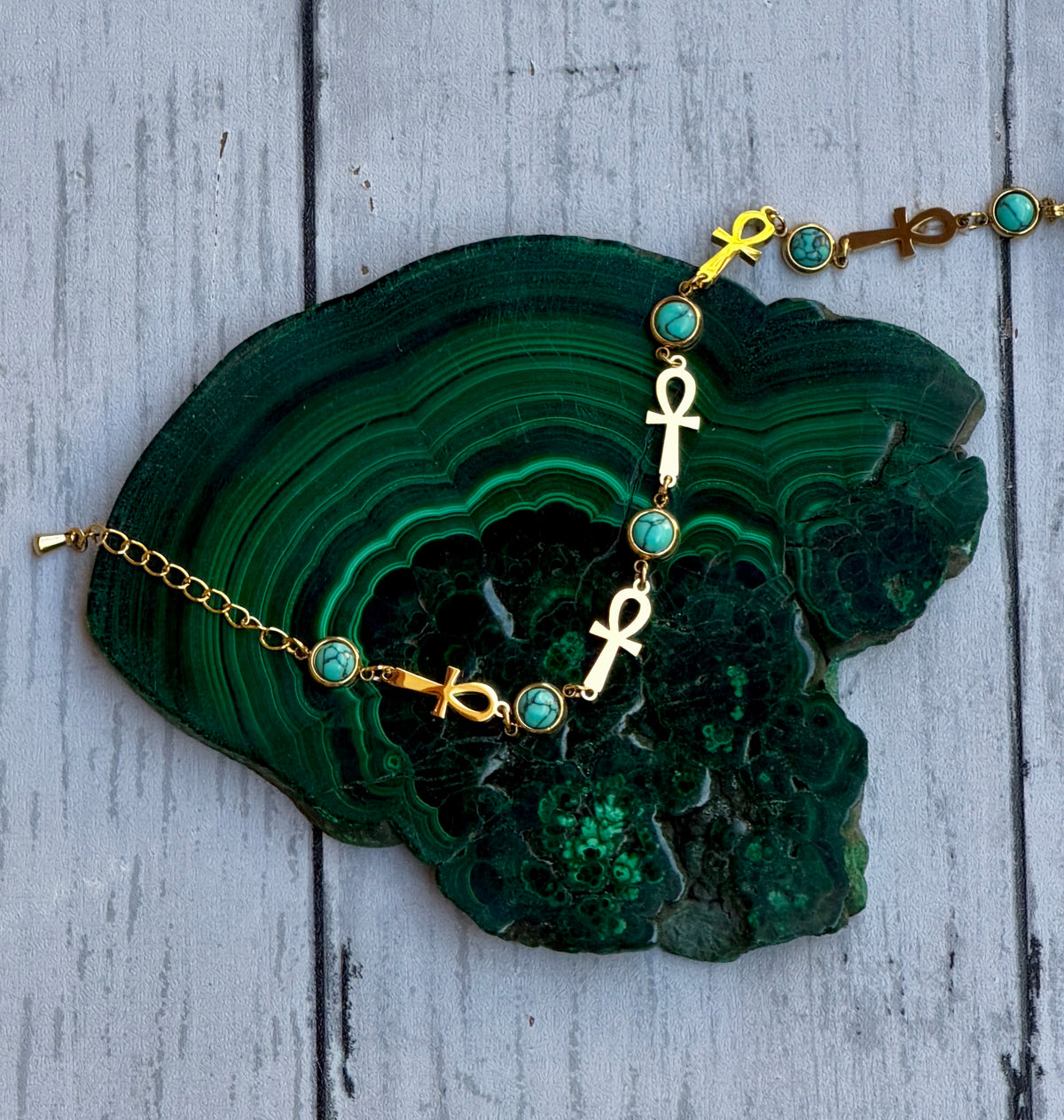 ANKH TURQUOISE LINKED BRACELET