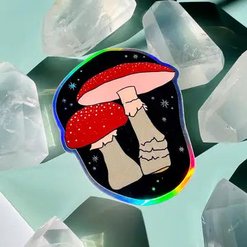 CELESTIAL MUSHROOMS HOLOGRAPHIC STICKER