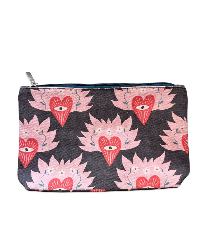 Flaming Heart Zipper Pouch