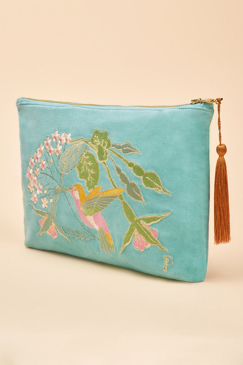 Powder UK Velvet Hummingbird Zip Pouch