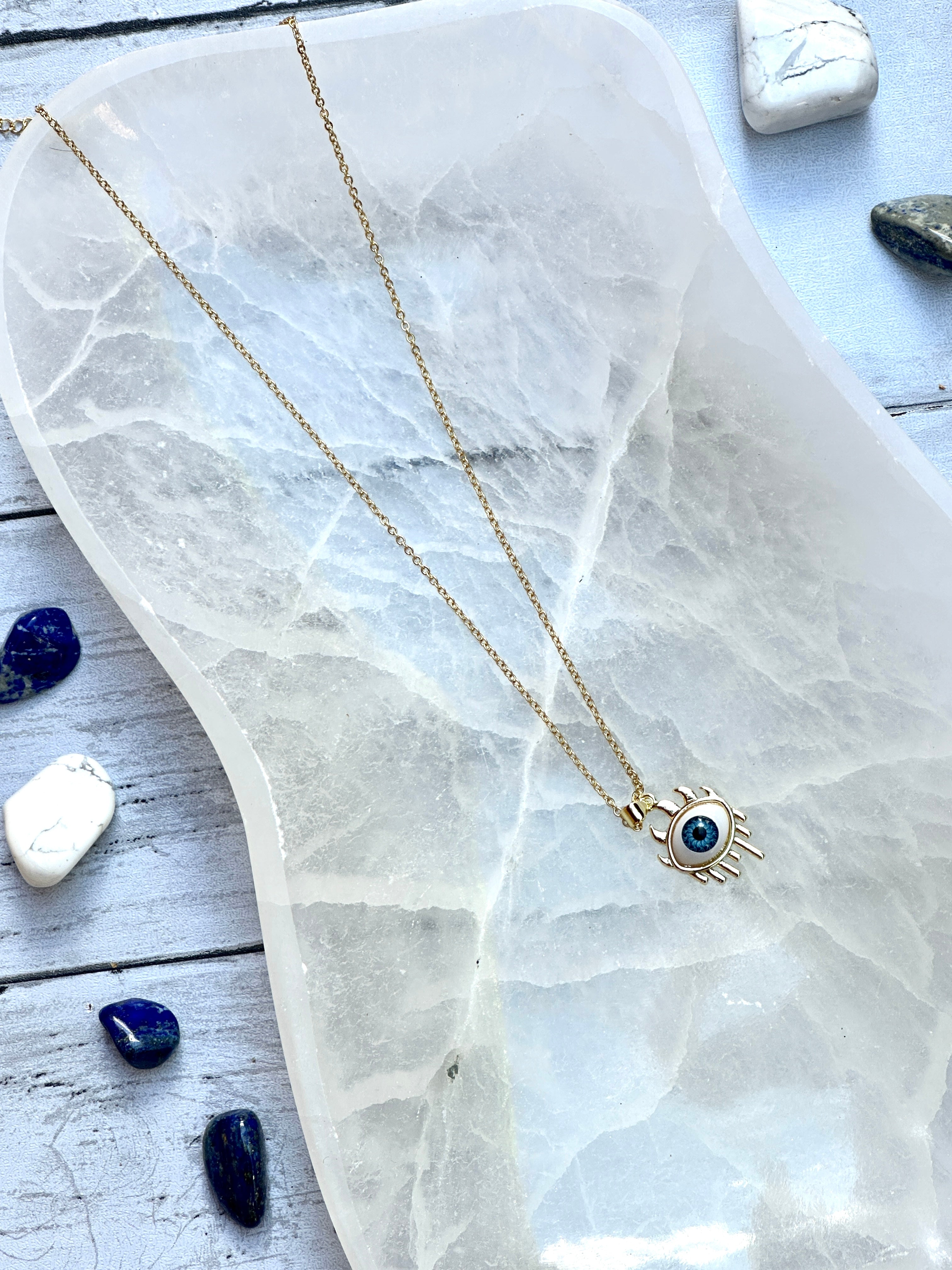 Realistic Evil Eye Gold Necklace