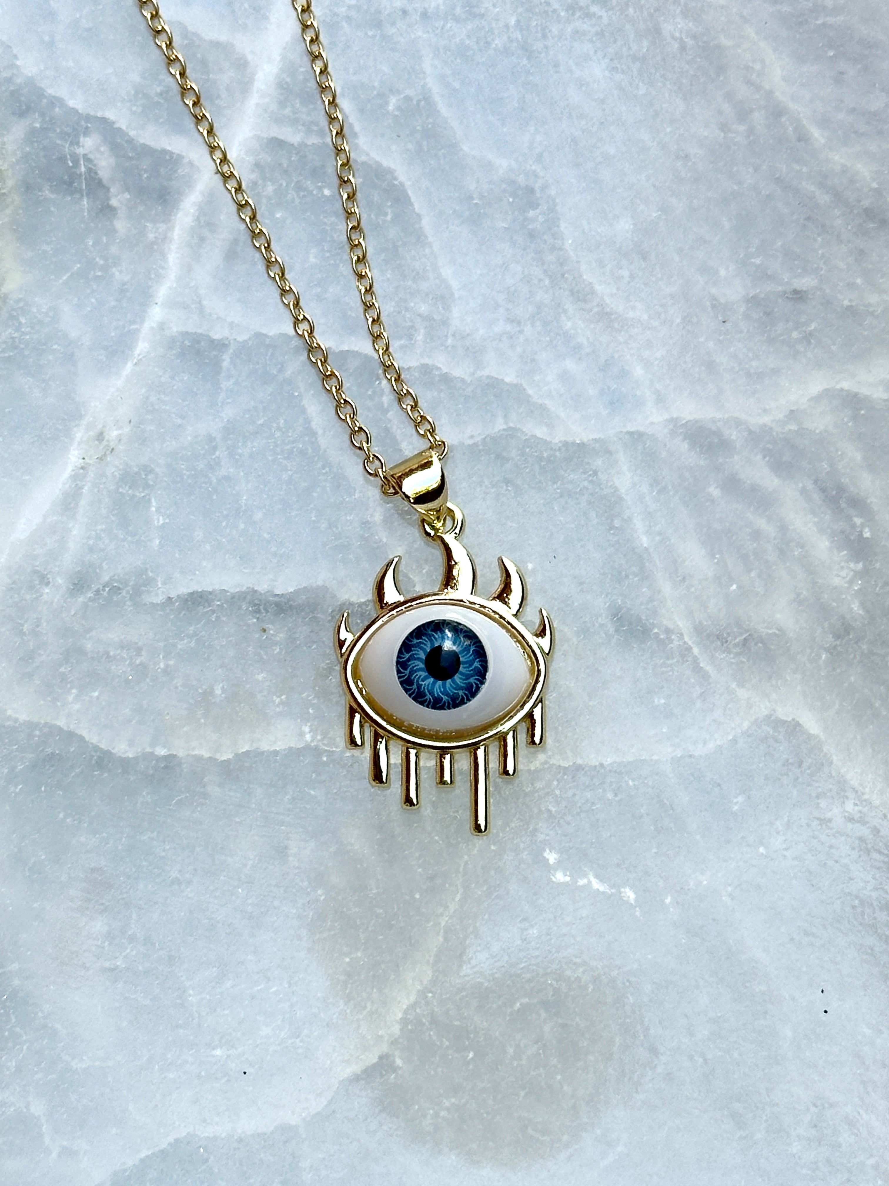 Realistic Evil Eye Gold Necklace