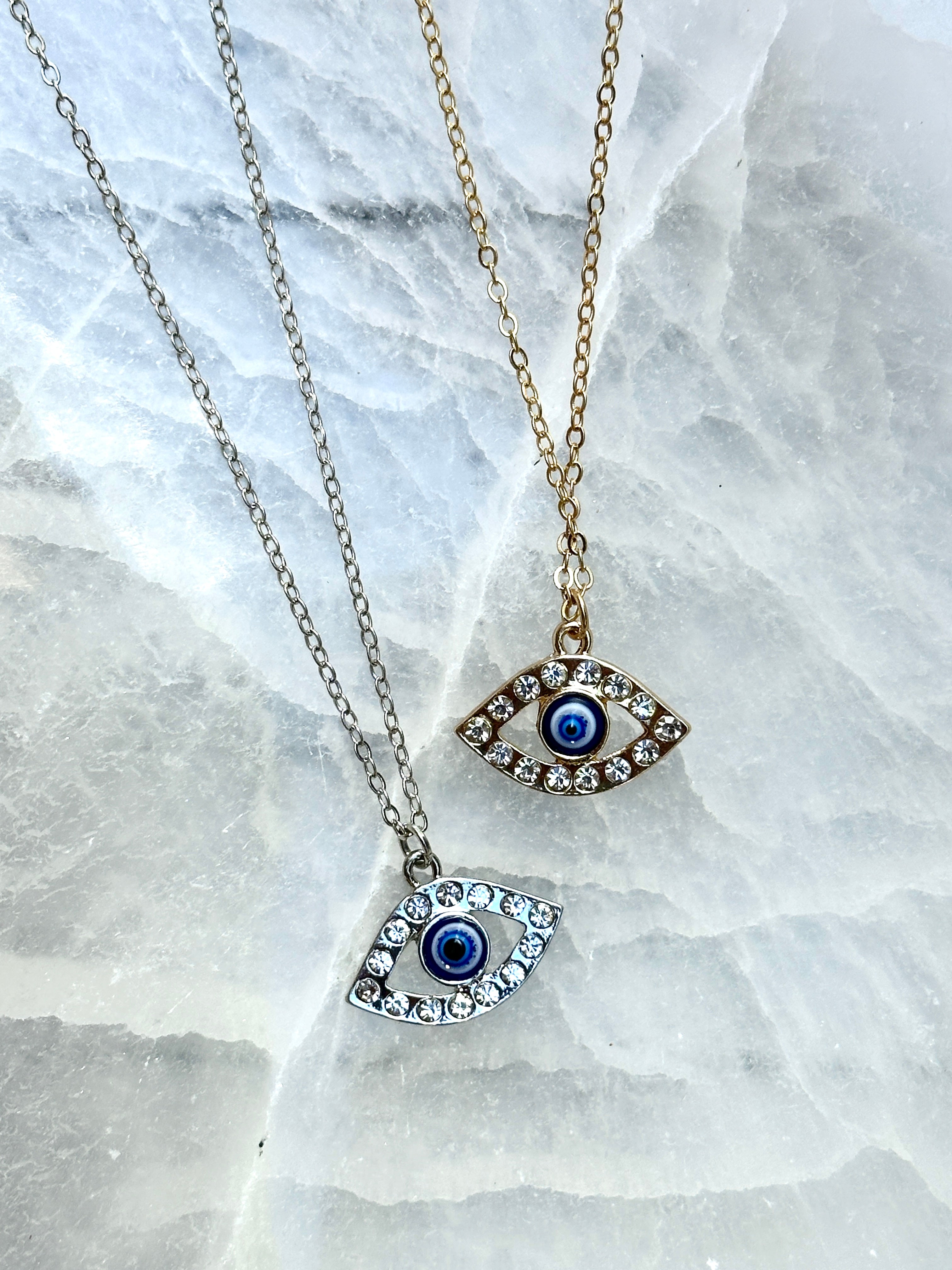 Rhinestone Evil Eye Necklace