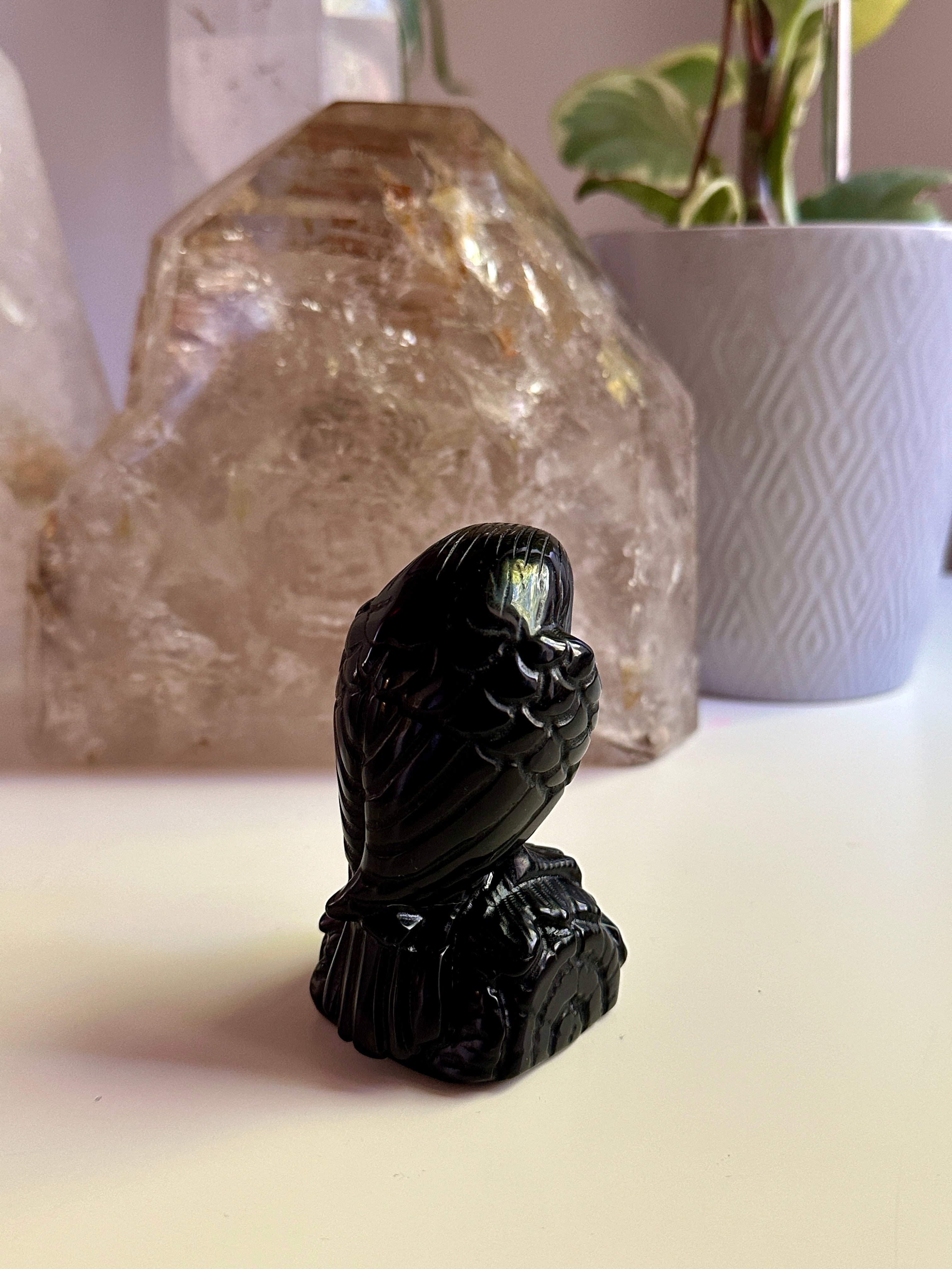 Obsidian - Raven Carving