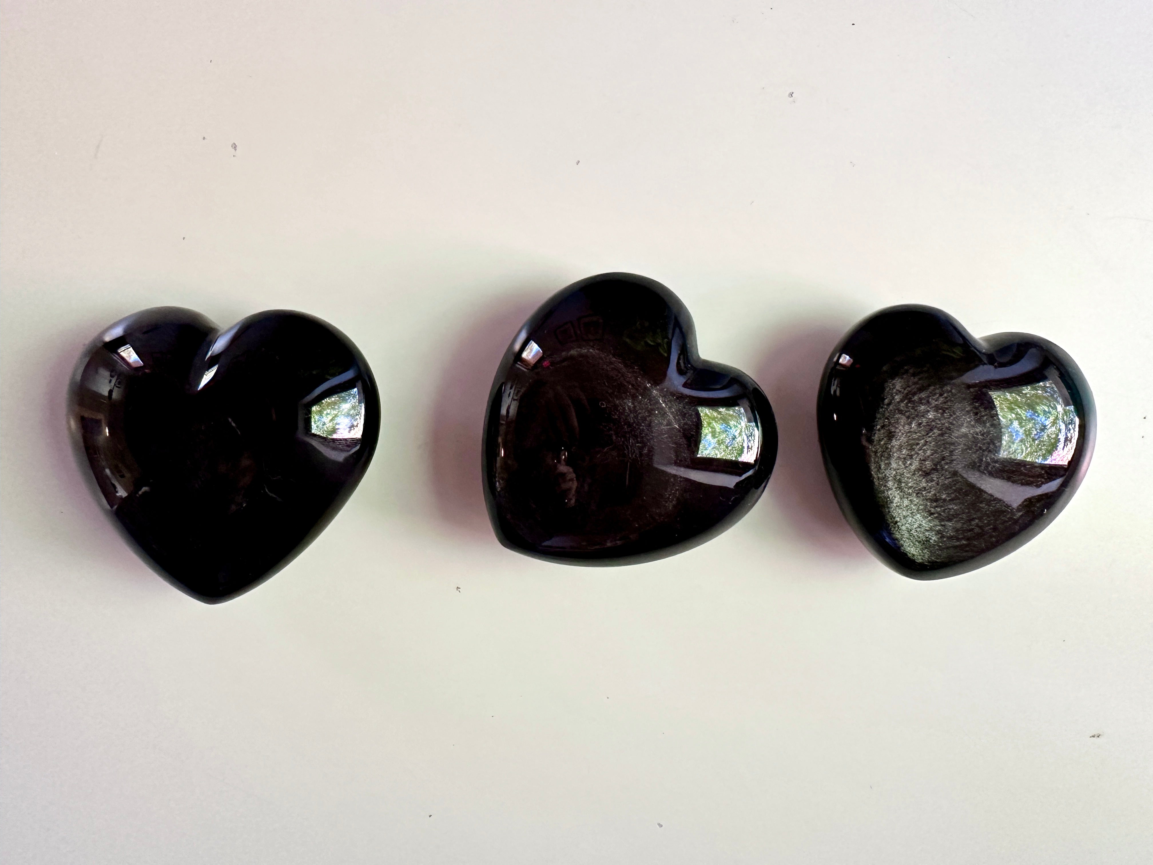 Silver Sheen Obsidian - Hearts