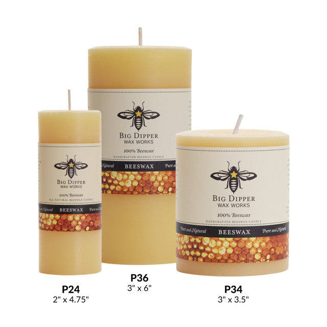 Beeswax Pillar Candles by Big Dipper Wax Works